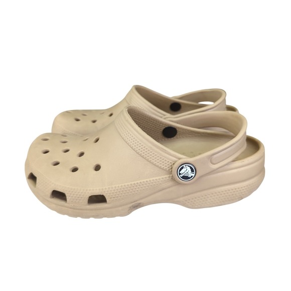 Crocs Classic Clog‎ Women's Size 5 Beige Sand Casual Comfort Slip On Shoes Army - Picture 2 of 8